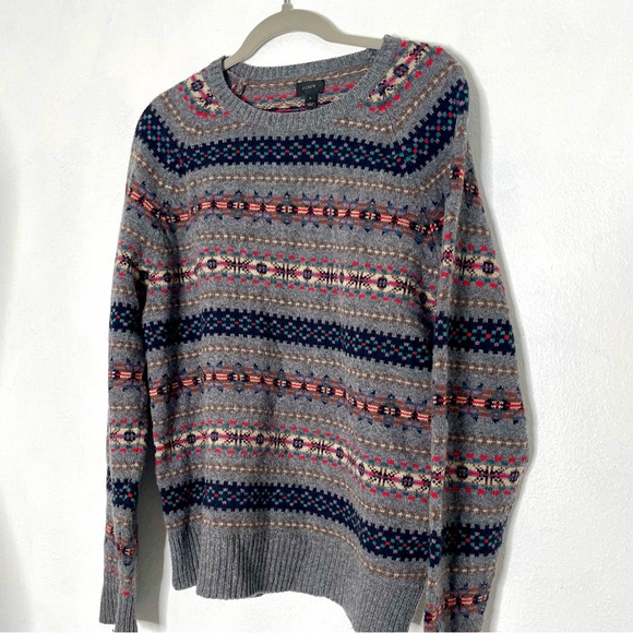 J. Crew Other - J Crew Men’s Gray Grey Fair Isle Lambswool Crew Neck Sweater. Size L